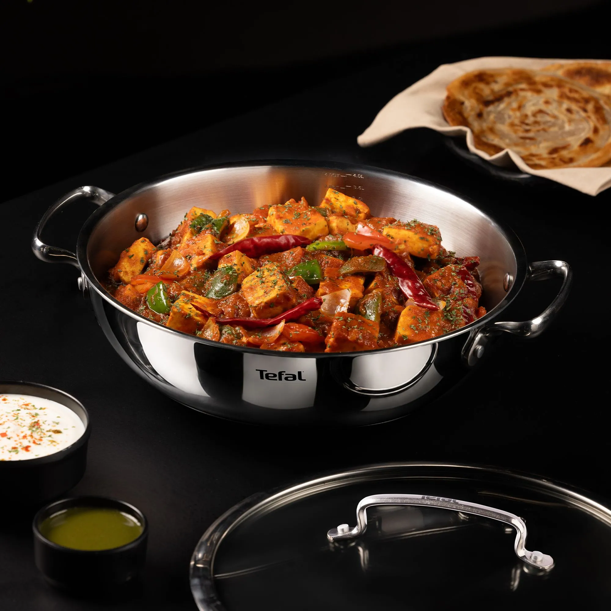 Intensium Tri-Ply Stainless Steel Kadai 24 Cm With Glass Lid